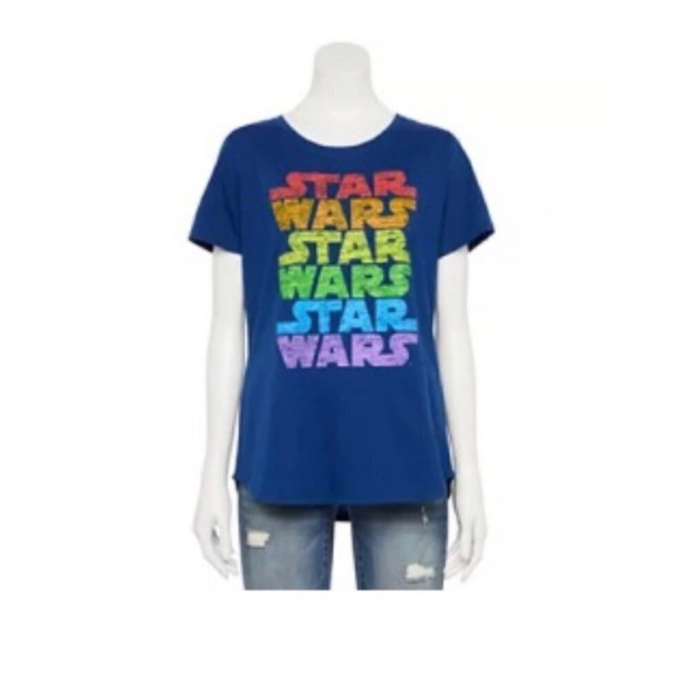Disney's Star Wars Rainbow Graphic Tee Women Size Large‎